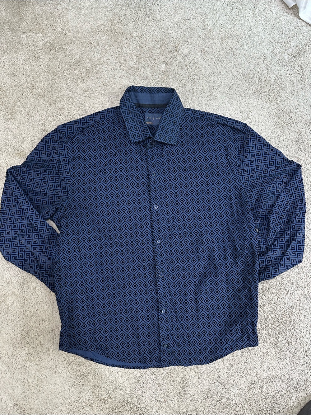 Men's Blue Geometric Button-Up Shirt
